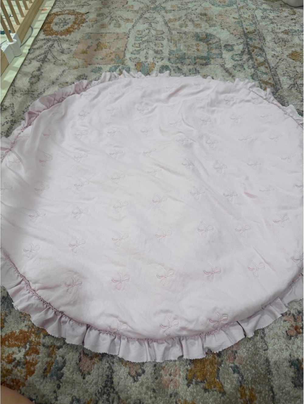 light pink bow playmat washable